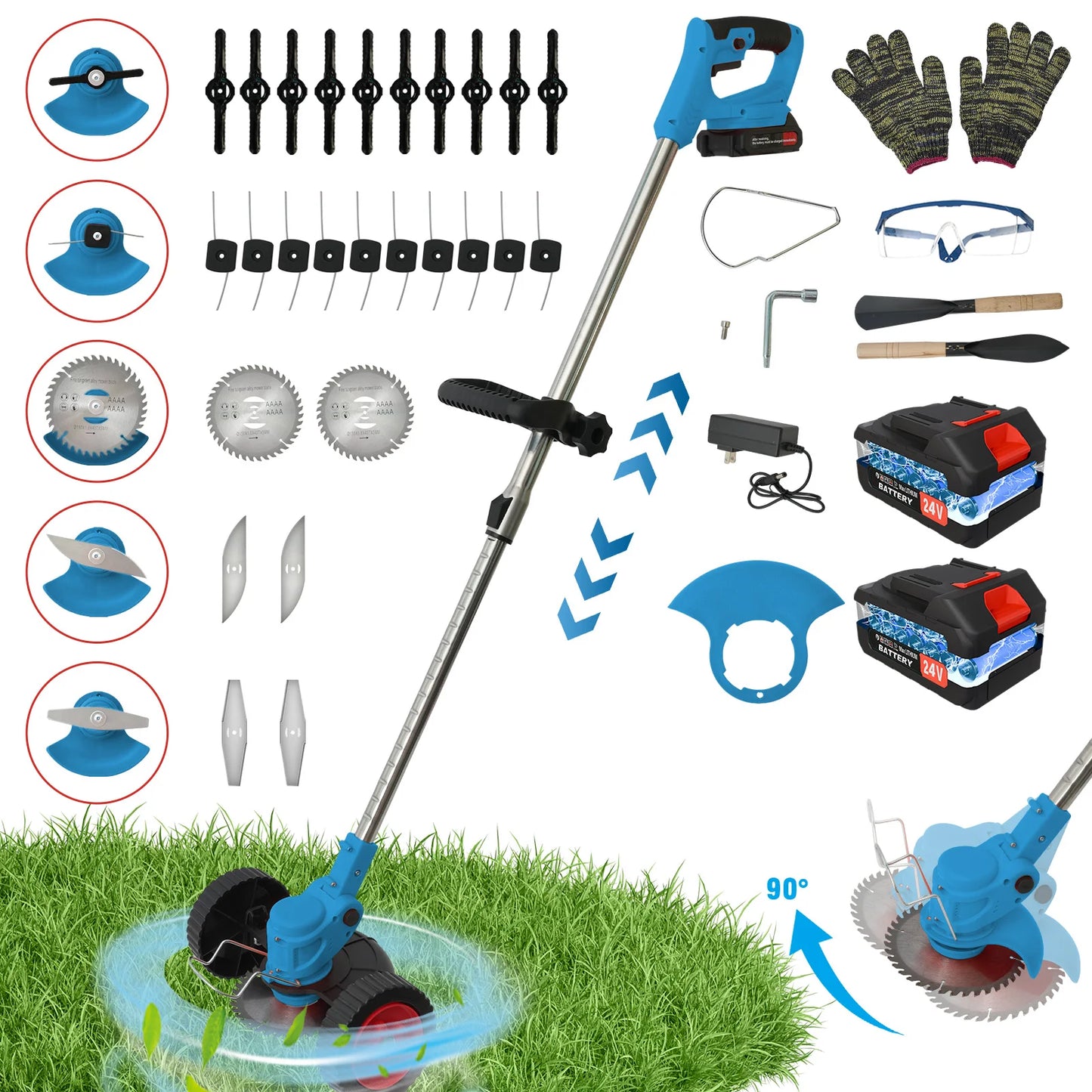 Cordless 21V Grass Trimmer 3-in-1 Mower Edger Brush Cutter