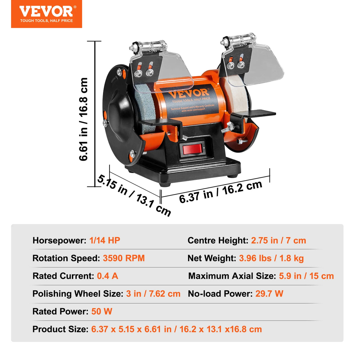 VEVOR Brushless Bench Polisher Adjustable Speed Jewelry Polishing Machine