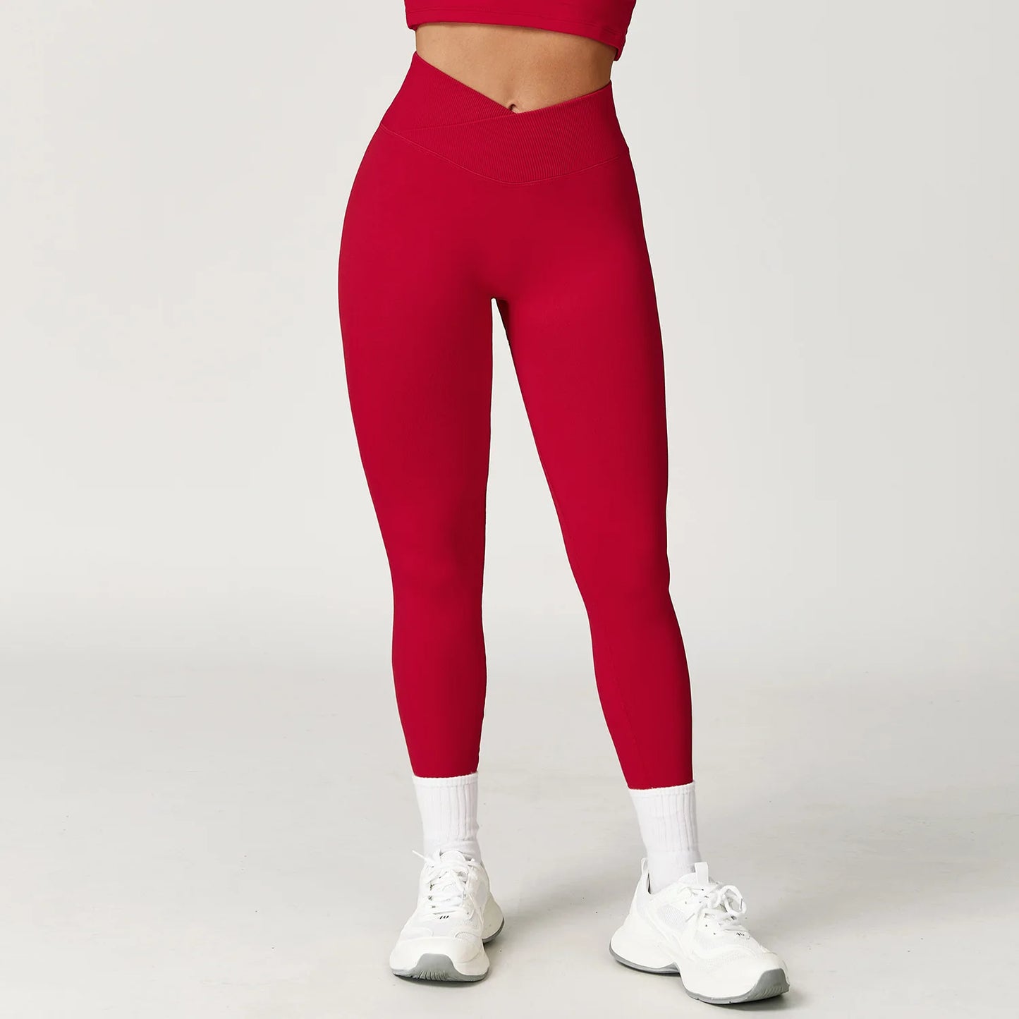 Yoga Leggings Women Seamless Fitness Leggings Running Cycling Pants Cross Waist Head Sports Legging High Waist Workout Gym Tight