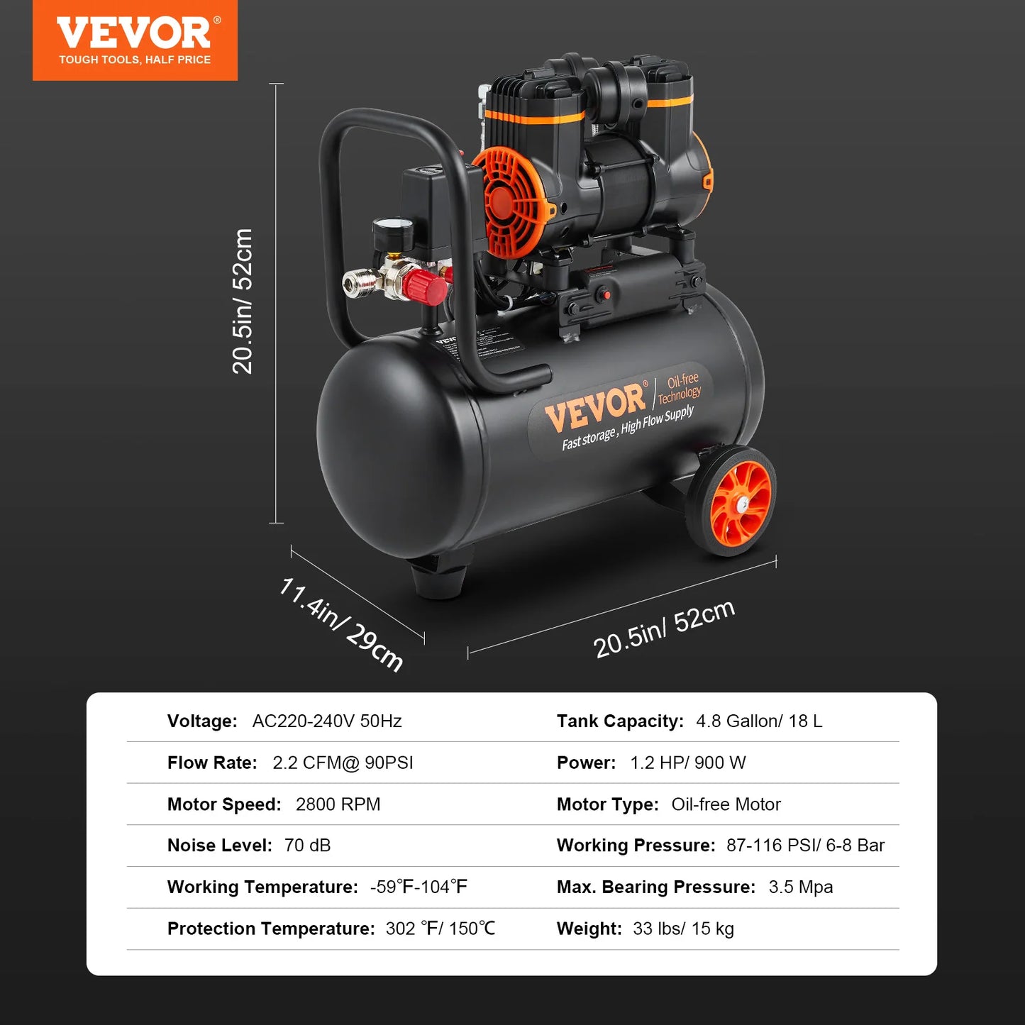 SucceBuy Silent Oil Free Portable Air Compressor For Tire Inflation