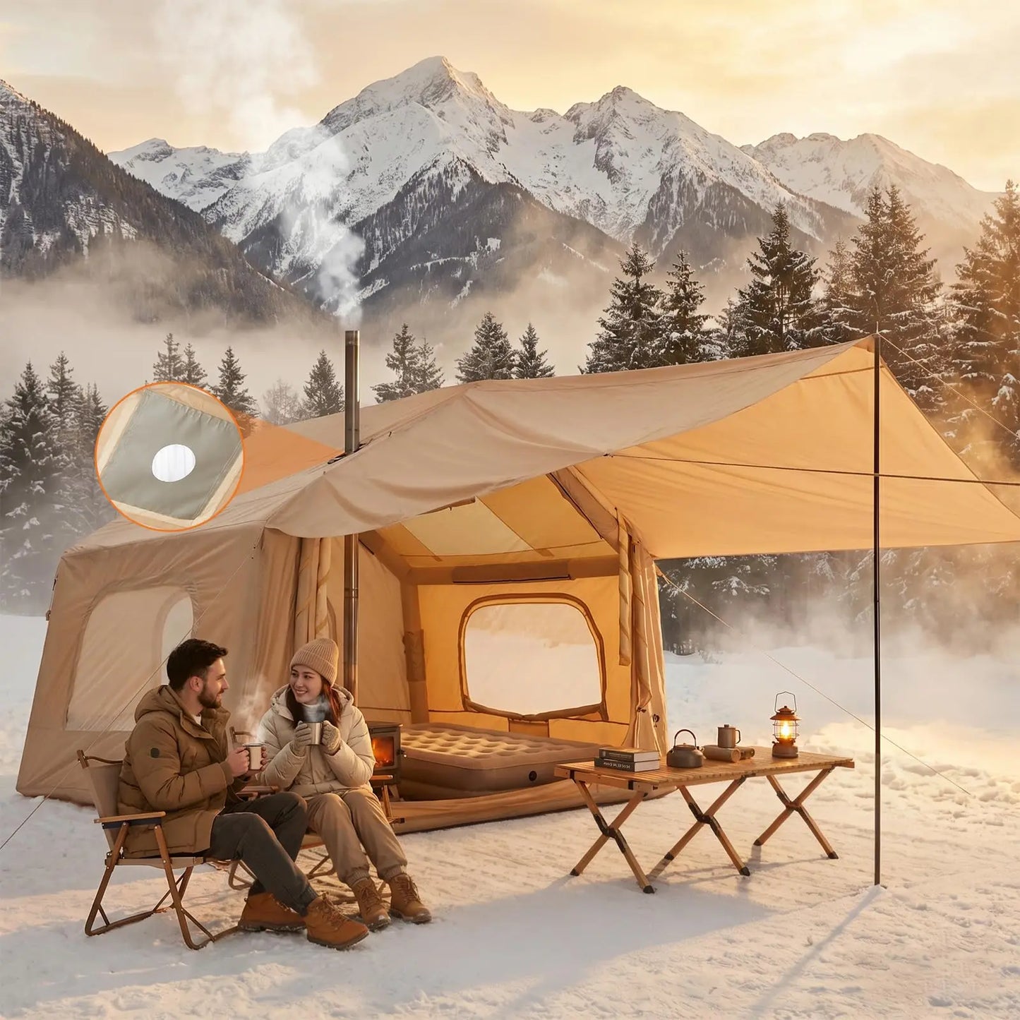 Inflatable 6-Person Camping Tent With Skylight And Quick Setup