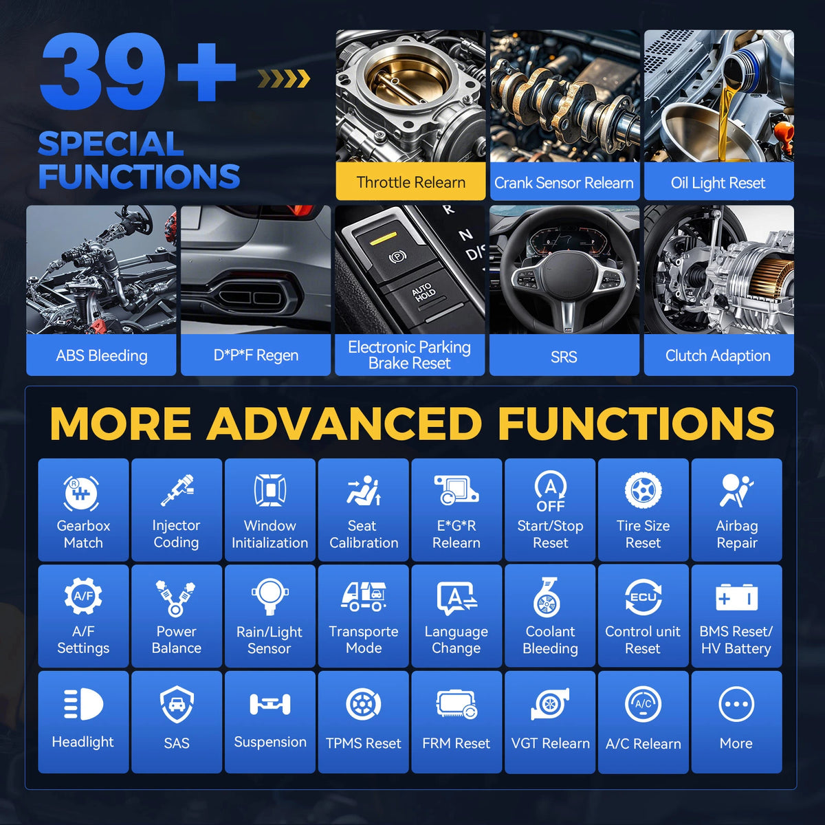 XTOOL D7 All System Car Diagnostic Tools Bidirectional Scanner ECU Coding Automotive Scanner 39+ Services Add FCA Functions