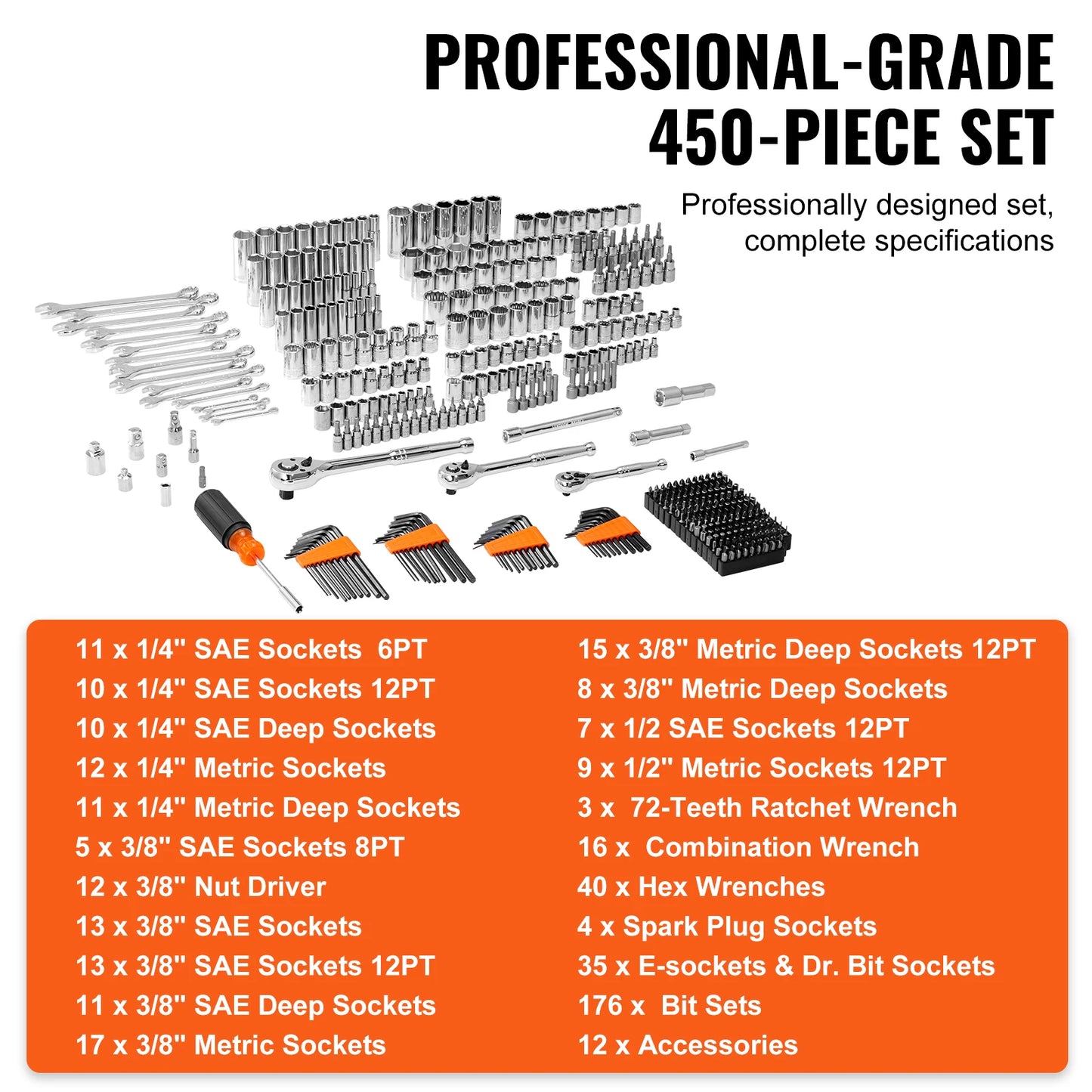 SucceBuy Mechanics Tool Set And 450 Pcs SAE Metric