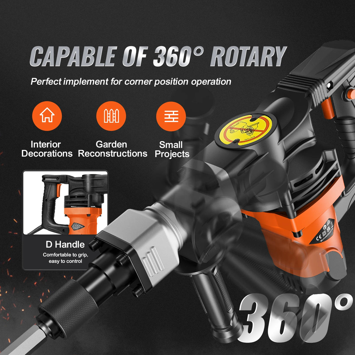 SucceBuy 1400W Demolition Jack Hammer Heavy Duty Electric Breaker
