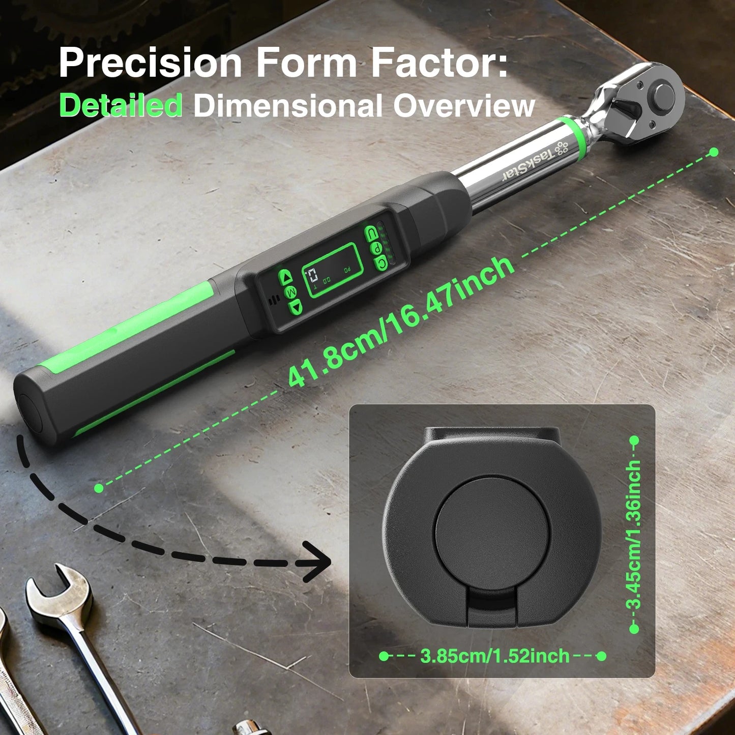 Taskstar Digital Torque Wrench With Bidirectional Head And Dual Alarm