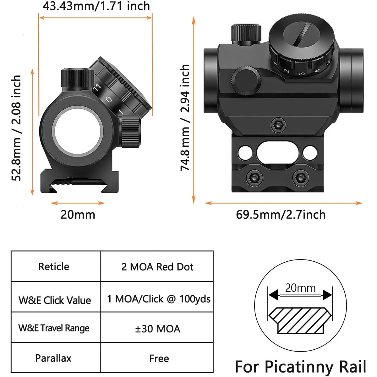 Lambul Tactical Red Dot Sight And Secure Mount For Rifles