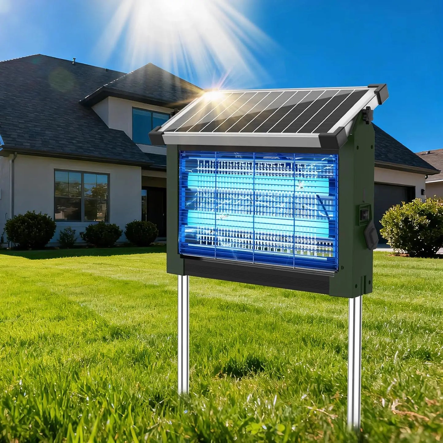 Solar Bug Zapper Outdoor 4500V Mosquito Killer For Garden Patio
