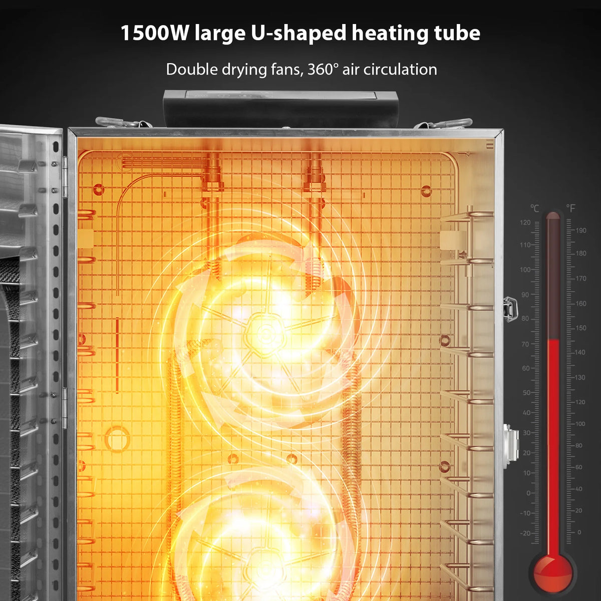 SHICUO Commercial Food Dehydrator Stainless Steel 20 Trays