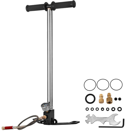 SucceBuy 3 Stage PCP Pump 30MPa 4500PSI Pressure Gauge Air Hand Stirrup Pump for Car Bicycle Tire Scuba Tank Paintball Filling