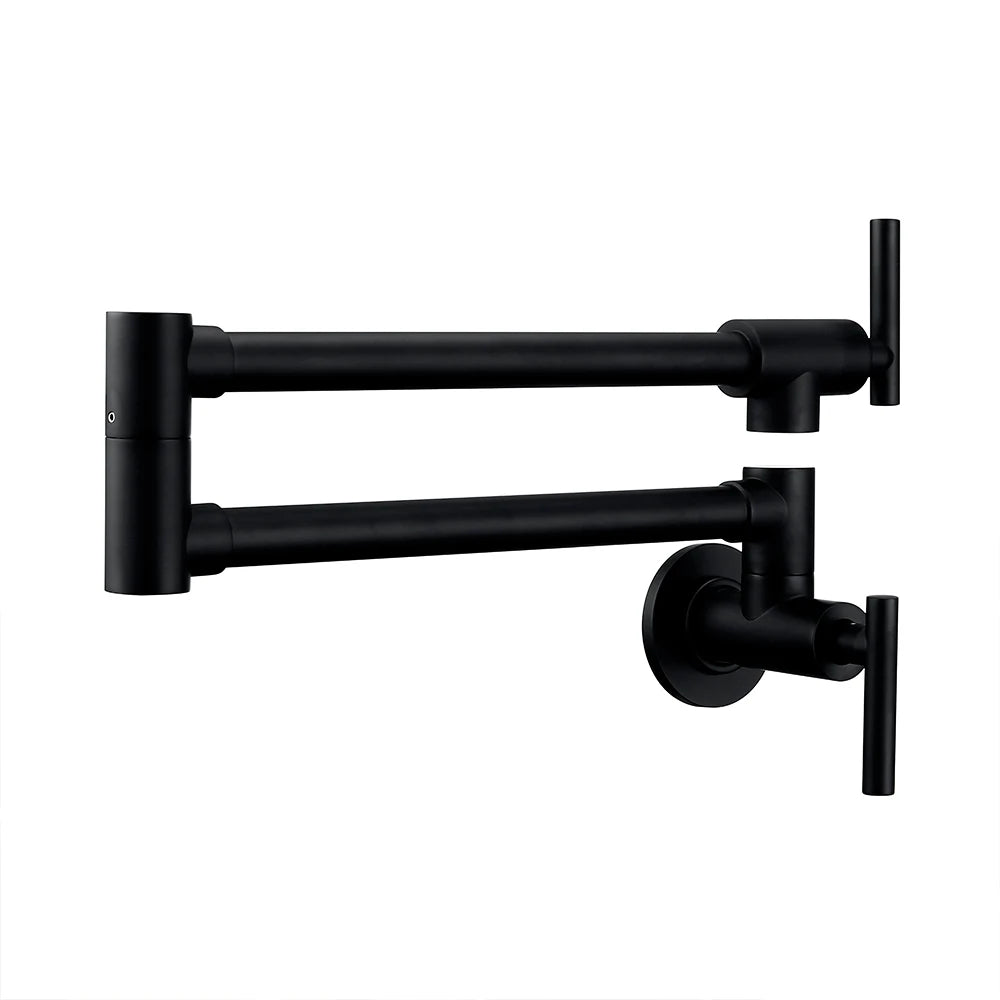 Bagnolux Black Brushed Chrome Swivel Wall Pot Filler Faucet