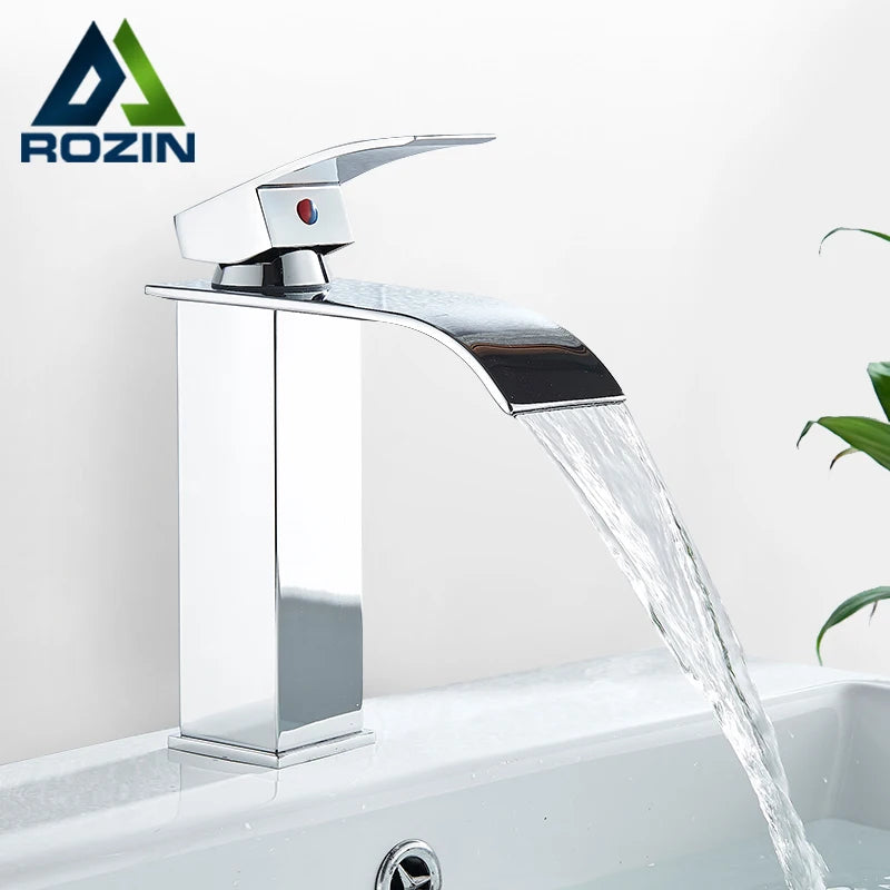 Rozin Waterfall Bathroom Basin Faucet With Single Lever Handle
