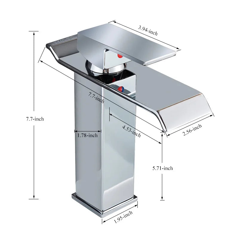 Rozin Waterfall Bathroom Basin Faucet With Single Lever Handle