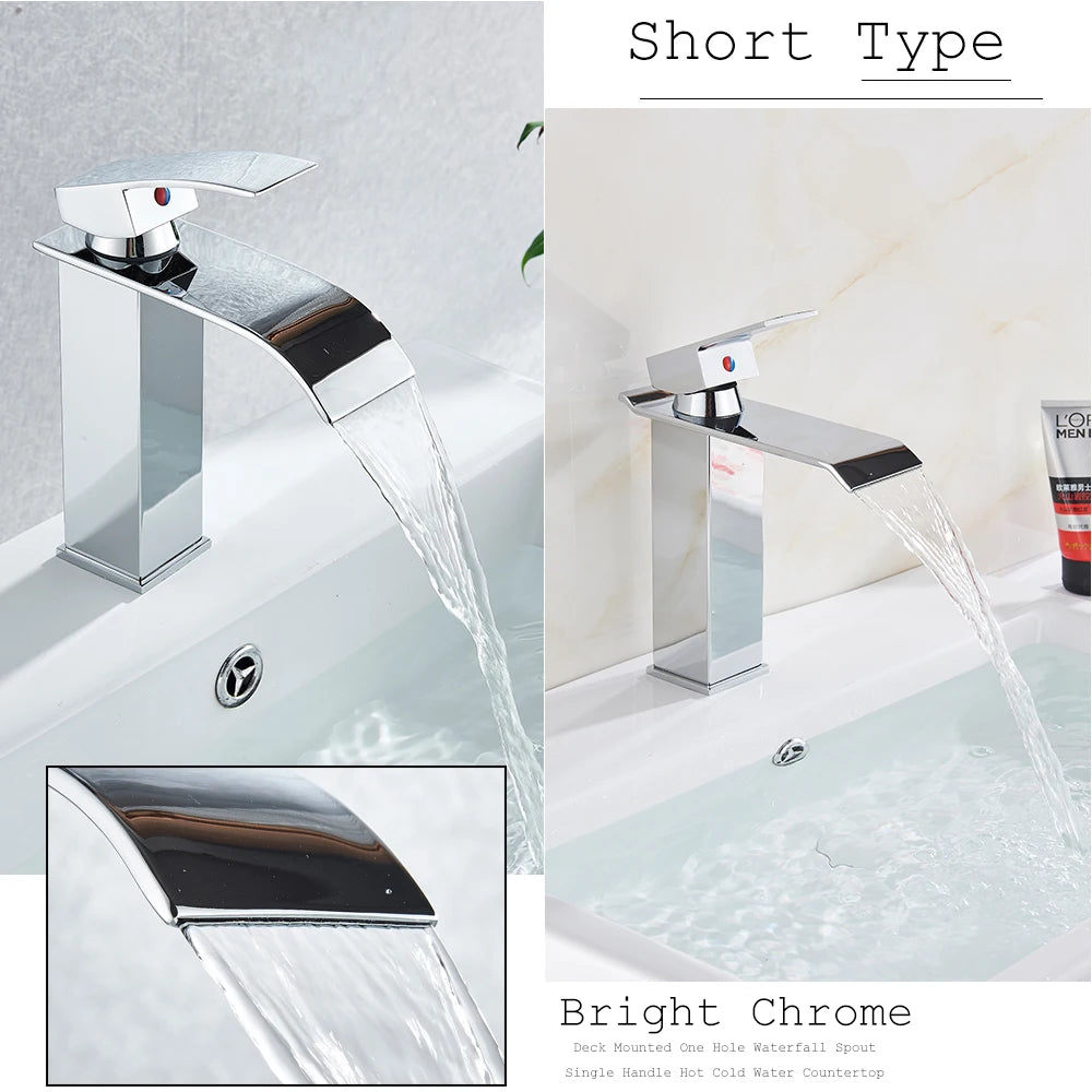 Rozin Waterfall Bathroom Basin Faucet With Single Lever Handle