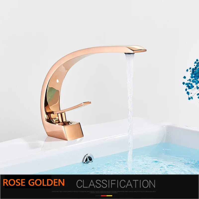 Rozin Chrome Deck Mounted Basin Faucet Hot Cold Mixer
