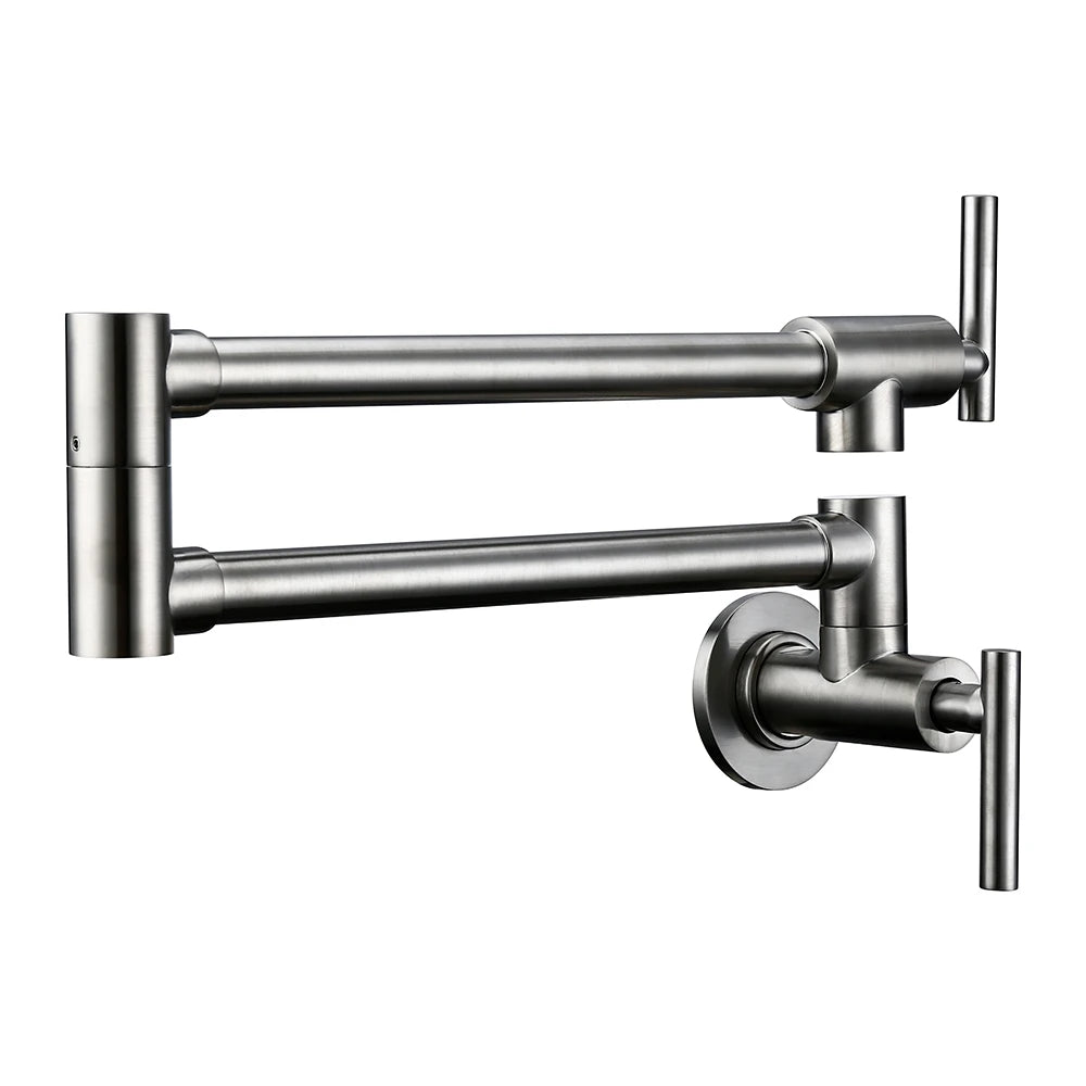 Bagnolux Black Brushed Chrome Swivel Wall Pot Filler Faucet