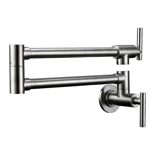 Bagnolux Black Brushed Chrome Swivel Wall Pot Filler Faucet