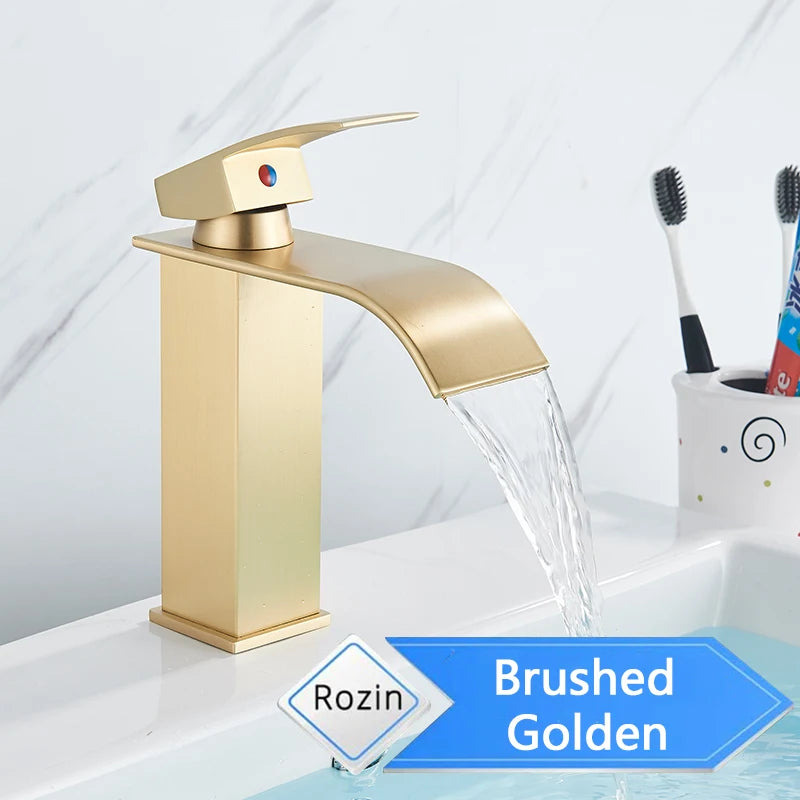 Rozin Waterfall Bathroom Basin Faucet With Single Lever Handle