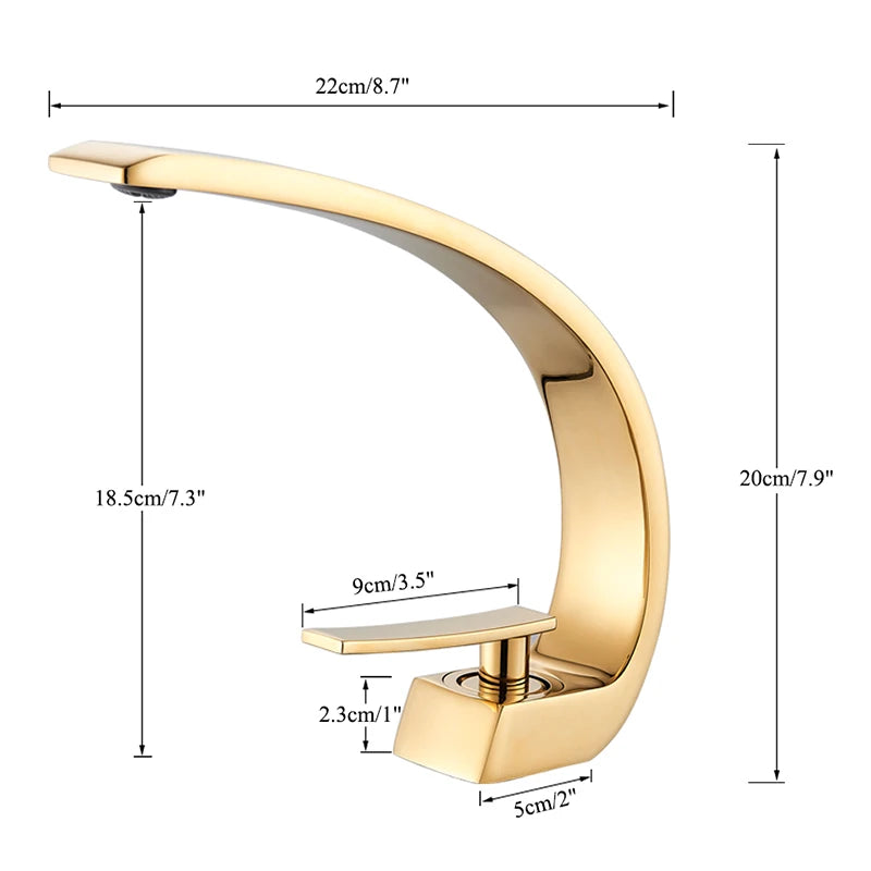 Rozin Chrome Deck Mounted Basin Faucet Hot Cold Mixer