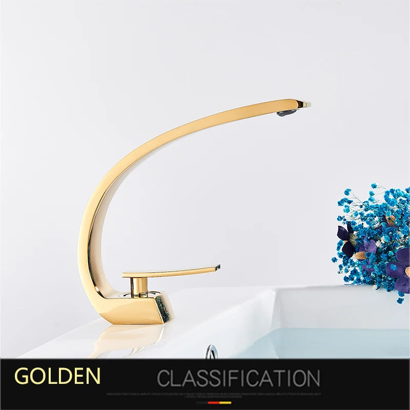 Rozin Chrome Deck Mounted Basin Faucet Hot Cold Mixer