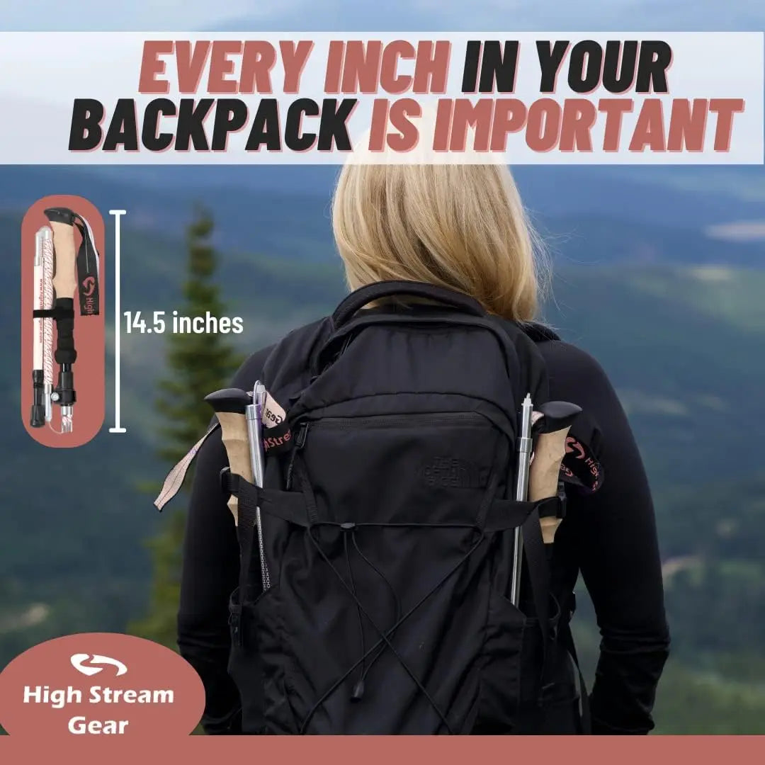 Foldable Hiking Poles for Backpacking and Travel, Set of 2
