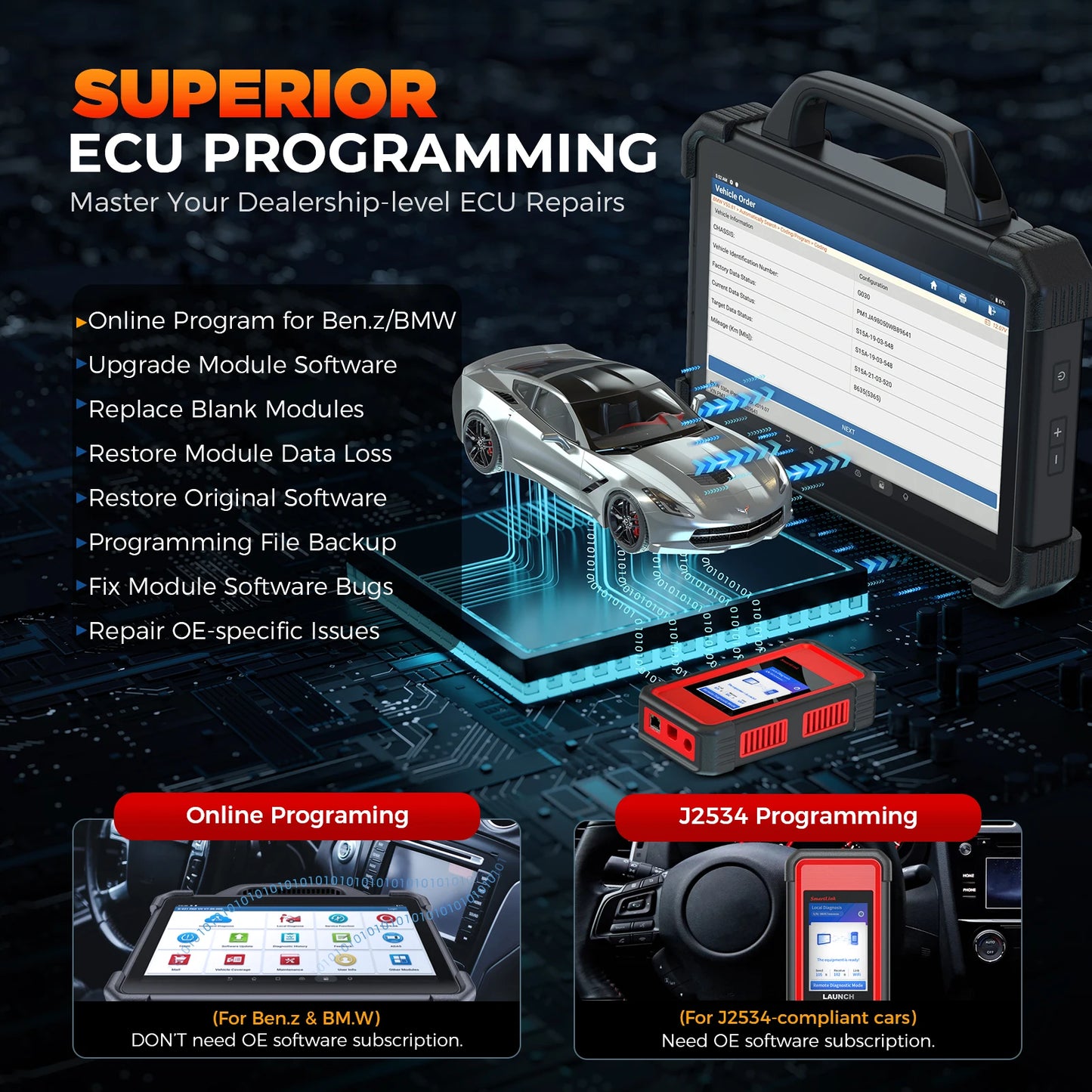 LAUNCH X431 PADVII Elite Car Diagnostic Tools PAD 7 PAD7 J2534 Smartlink Automotive Scanner Online Programming ECU Coding Tool