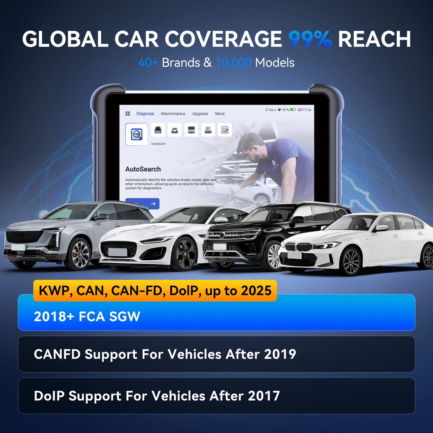 MUCAR 892BT AI  Key Programming  TKEY 101 Automotive Diagnostic Tool Bi directional Obd2 Scanner ECU Coding CANFD DOIP 35 Resets