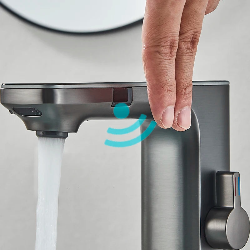 Suguword Touchless Bathroom Faucet Deck Mount Sensor Basin Tap