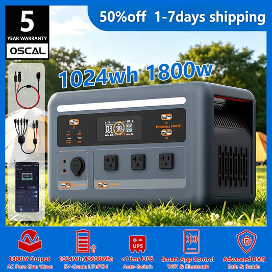 OSCAL PowerMax 1800W Portable Power Station 1024Wh LiFePO4 UPS