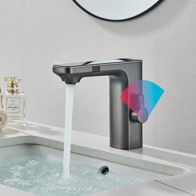 Suguword Touchless Bathroom Faucet Deck Mount Sensor Basin Tap