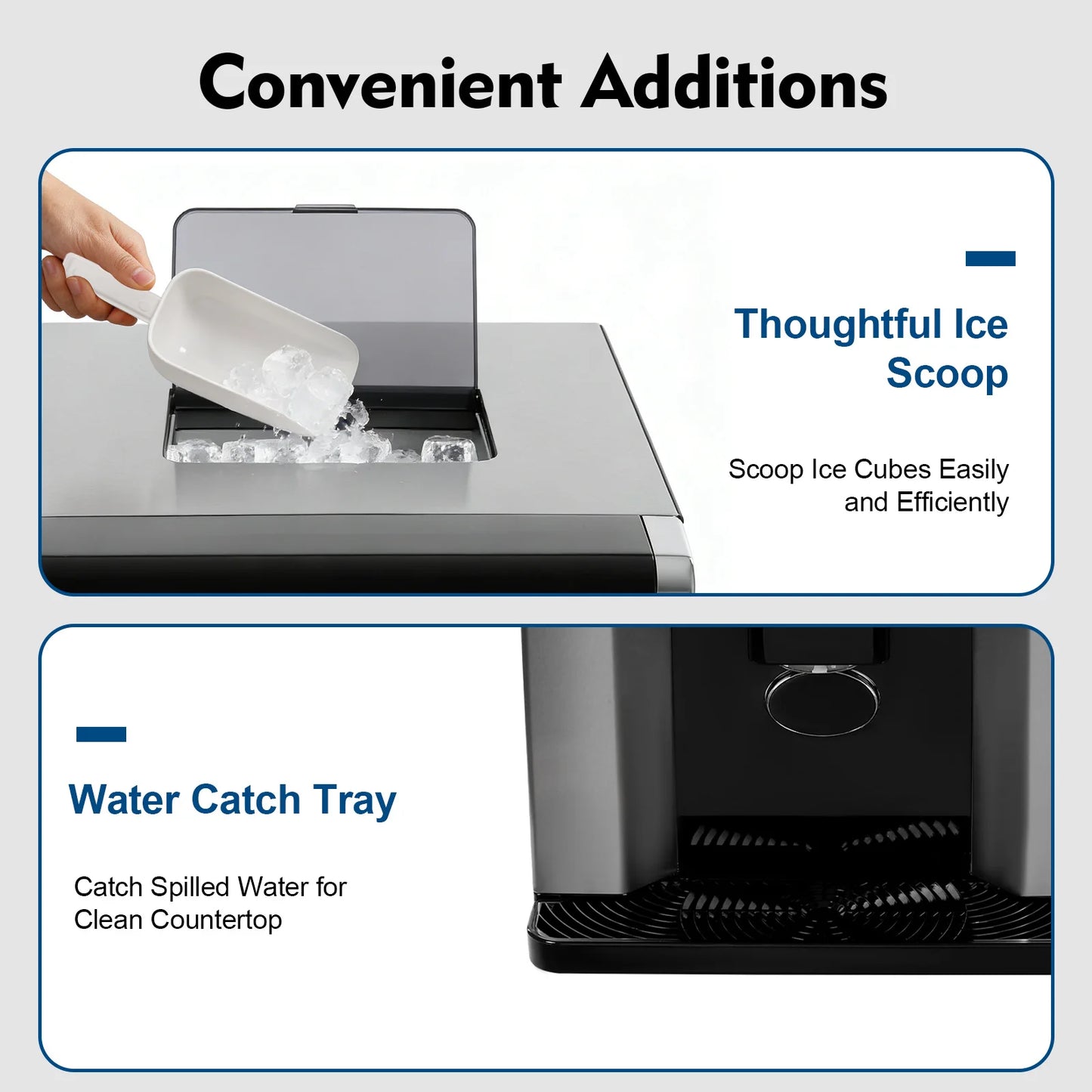 2‑in‑1 Ice Maker Dispenser 8‑12min 10‑15kg/Day 1.32lbs Touch Control Self‑Cleaning for Home Office Cafe Kitchen and Party