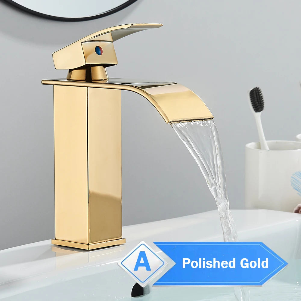 Rozin Waterfall Bathroom Basin Faucet With Single Lever Handle