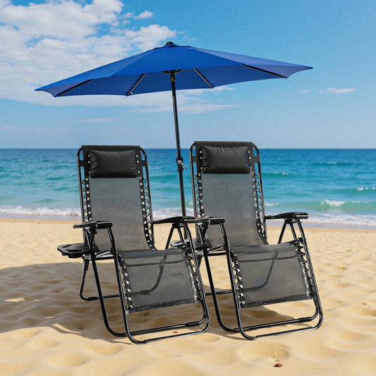 JHK Zero Gravity Portable Recliner With Cup Holder Adjustable Pillow