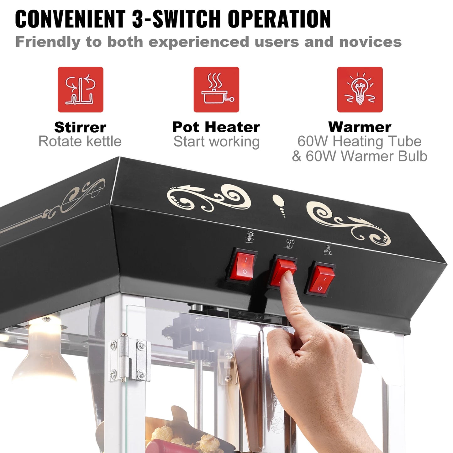Succebuy Commercial Countertop Popcorn Popper Maker Machine