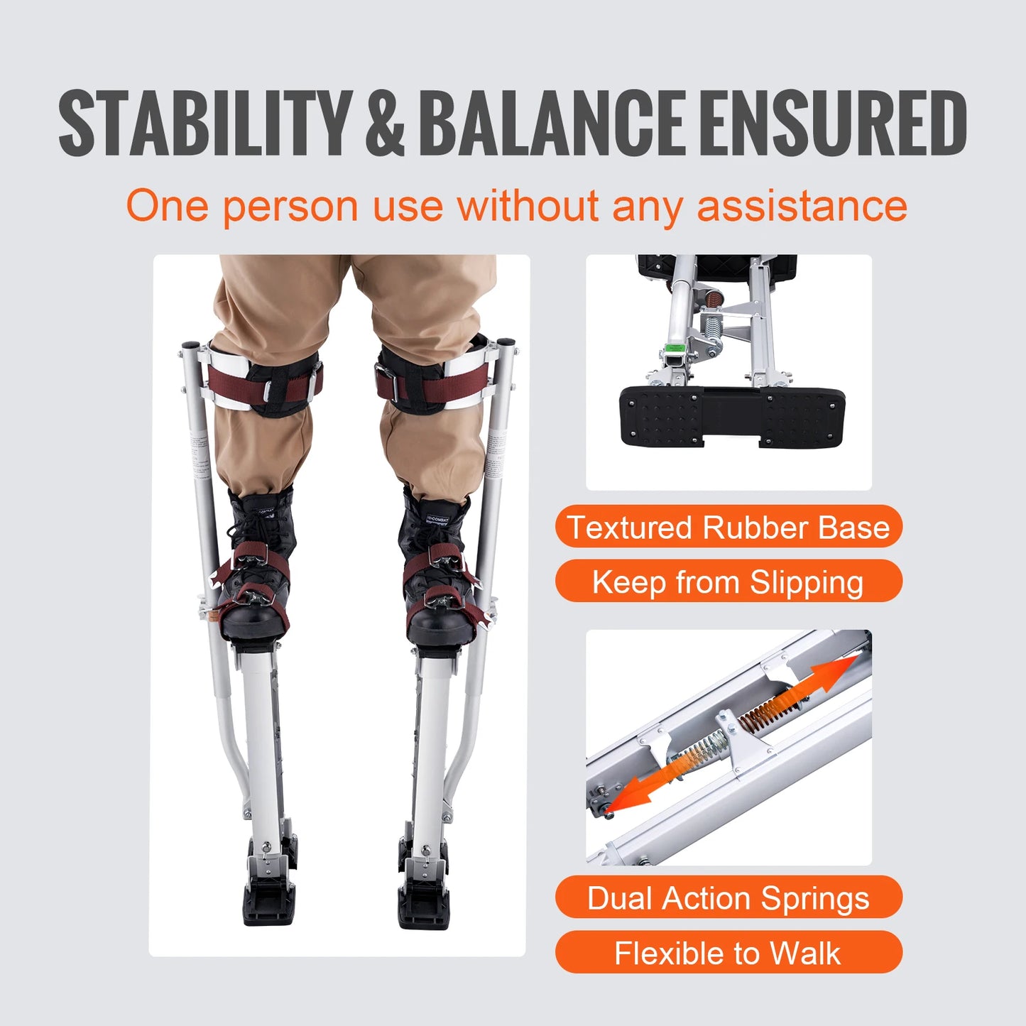 Adjustable Aluminum Drywall Stilts With Protective Knee Pads