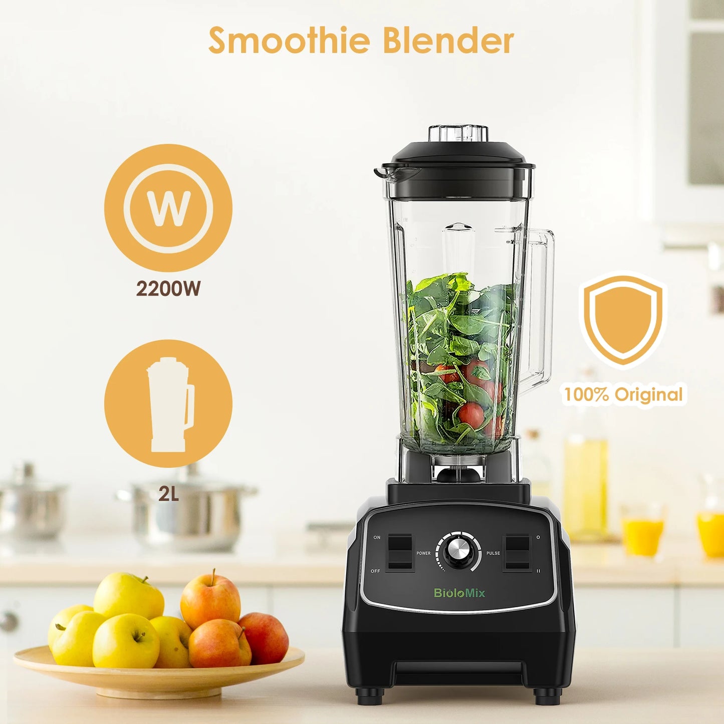 Biolomix 2200W Commercial Blender Heavy Duty Food Processor