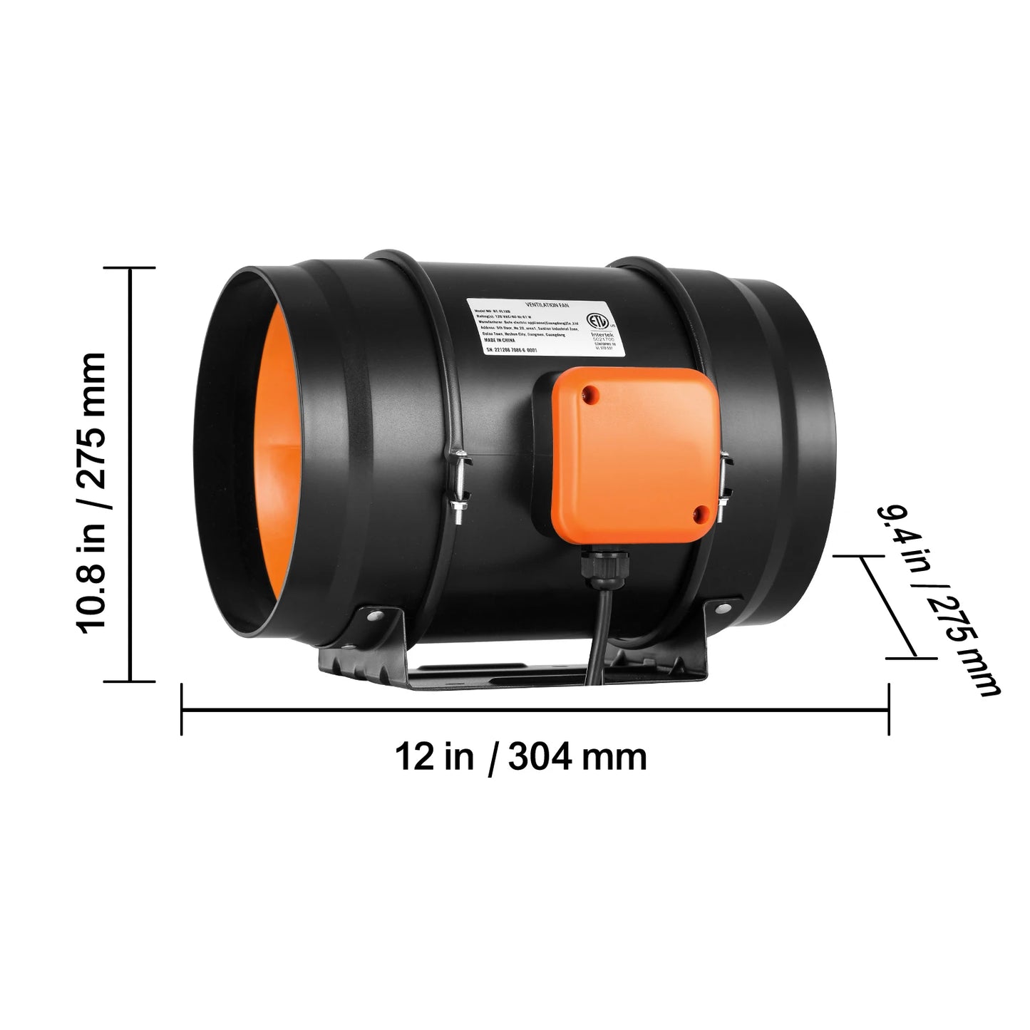 VEVOR EC Motor Inline Duct Fan With Temperature Humidity Controller