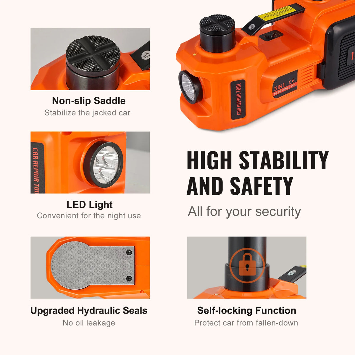 SucceBuy Electric Hydraulic Car Jack Kit For Roadside Tire Repairs