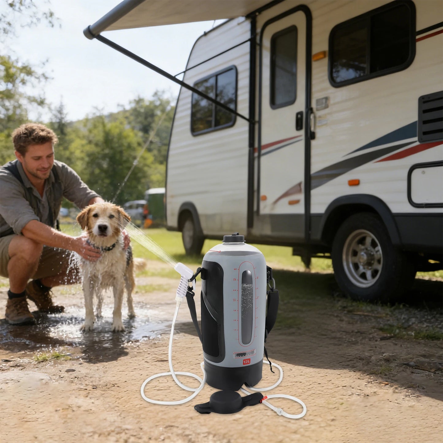 Bymaocar Portable Pressure Camp Shower With Air Pump