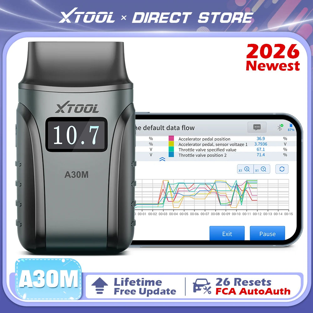 XTOOL Anyscan A30M OBD2 Scanner Bluetooth Diagnostic Tools Automotive Scanner Lifetime Free Update Bidirectional Built-in CAN FD