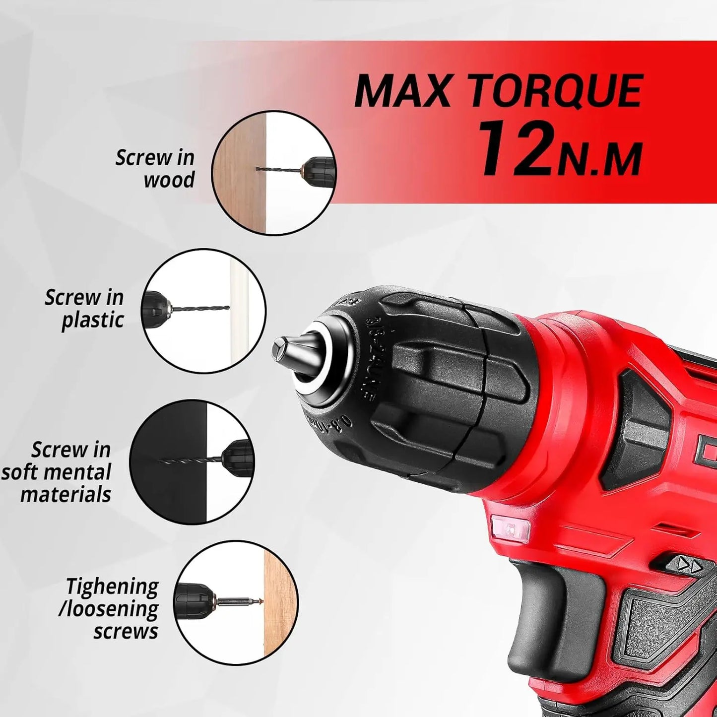 DEKO 126 Piece Cordless Drill Set Essential Household Kit
