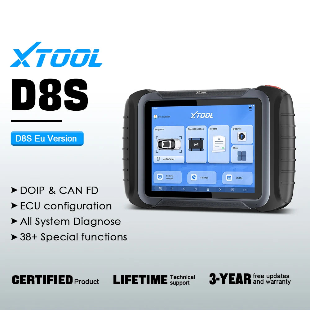XTOOL D8S V2.0 Automotive Diagnostic Tool Online ECU Coding Topology Map Key Programming Car Scanner with 42+ Resets FCA CAN FD