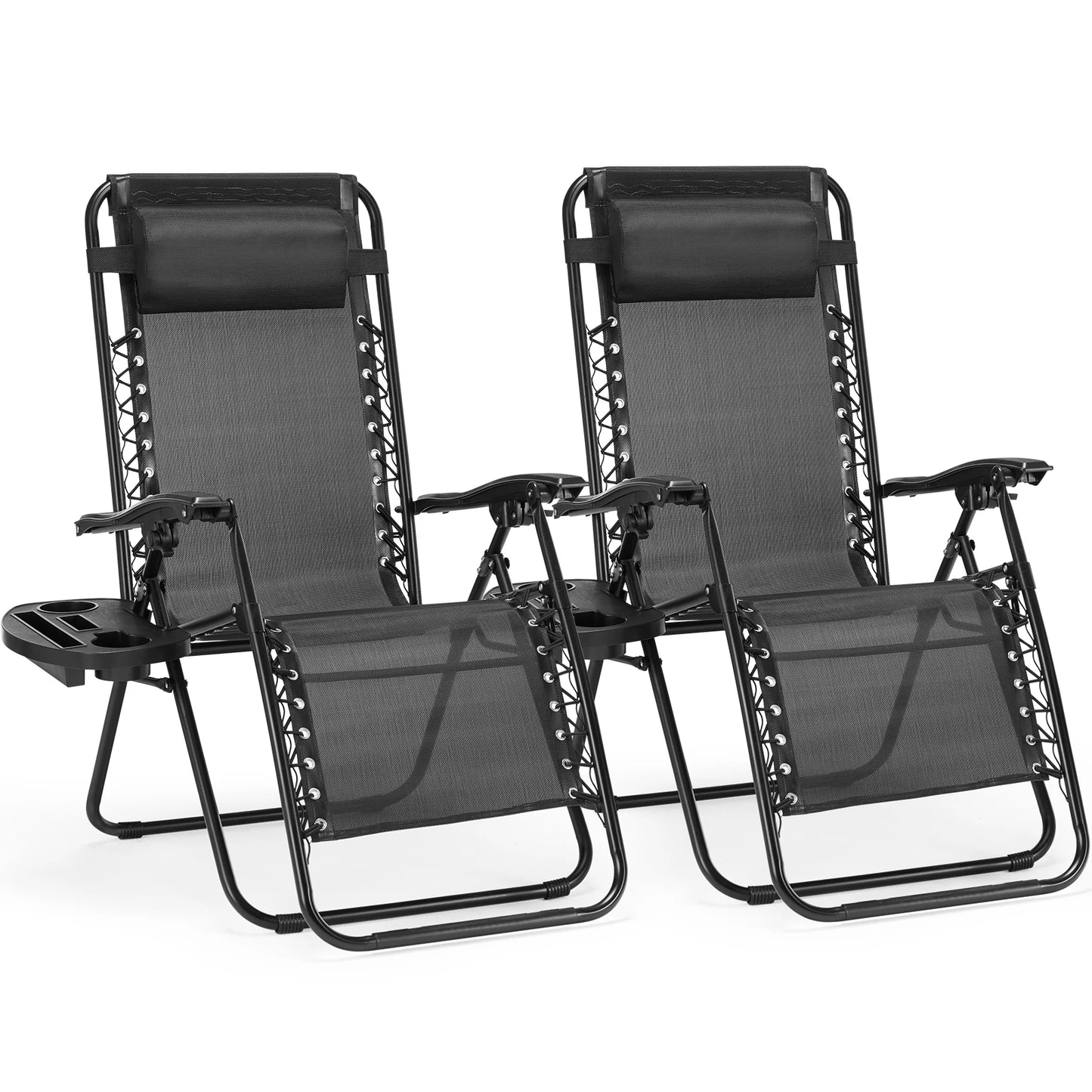 JHK Zero Gravity Portable Recliner With Cup Holder Adjustable Pillow