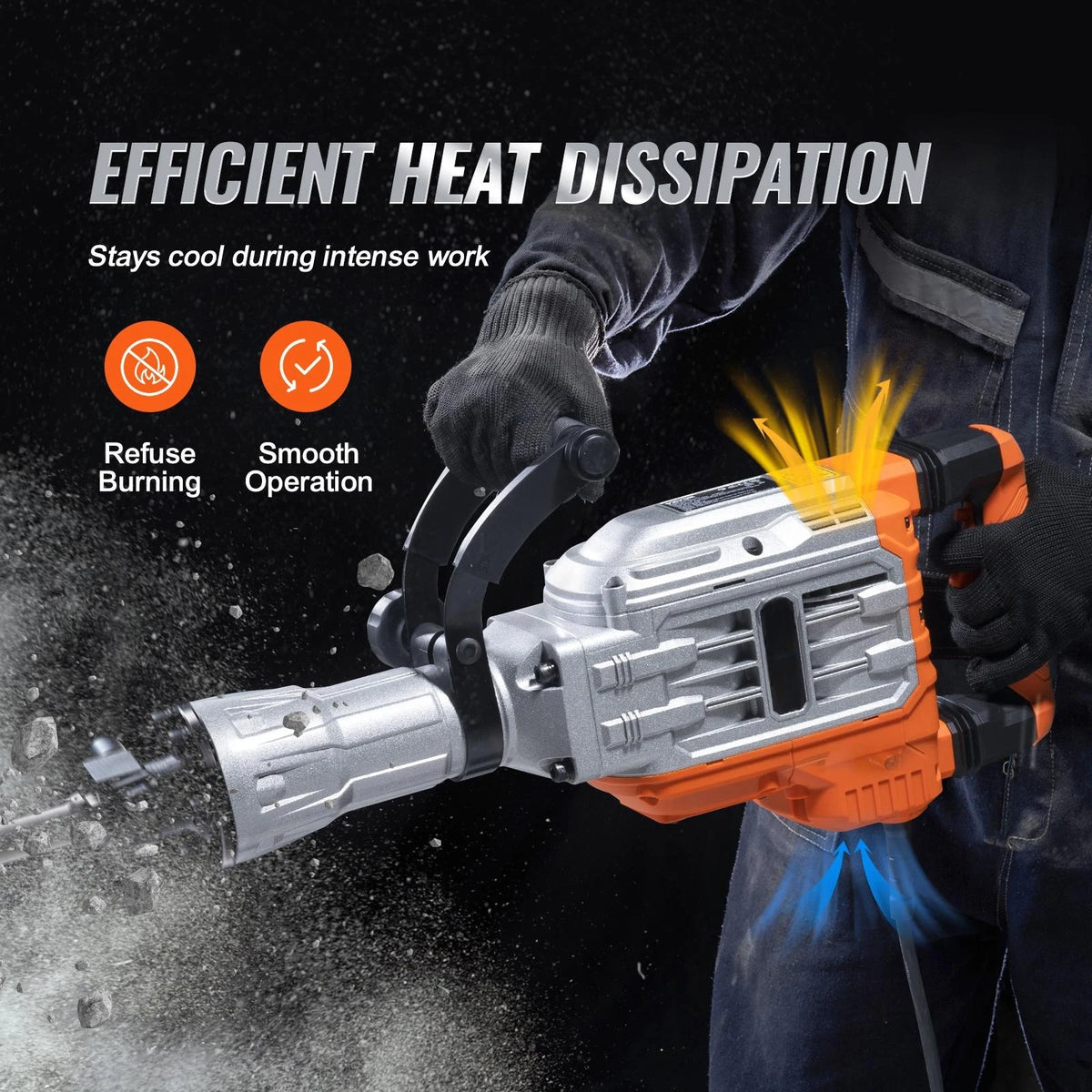 Succebuy Electric Demolition Jack Hammer Heavy Duty Concrete Breaker Tool