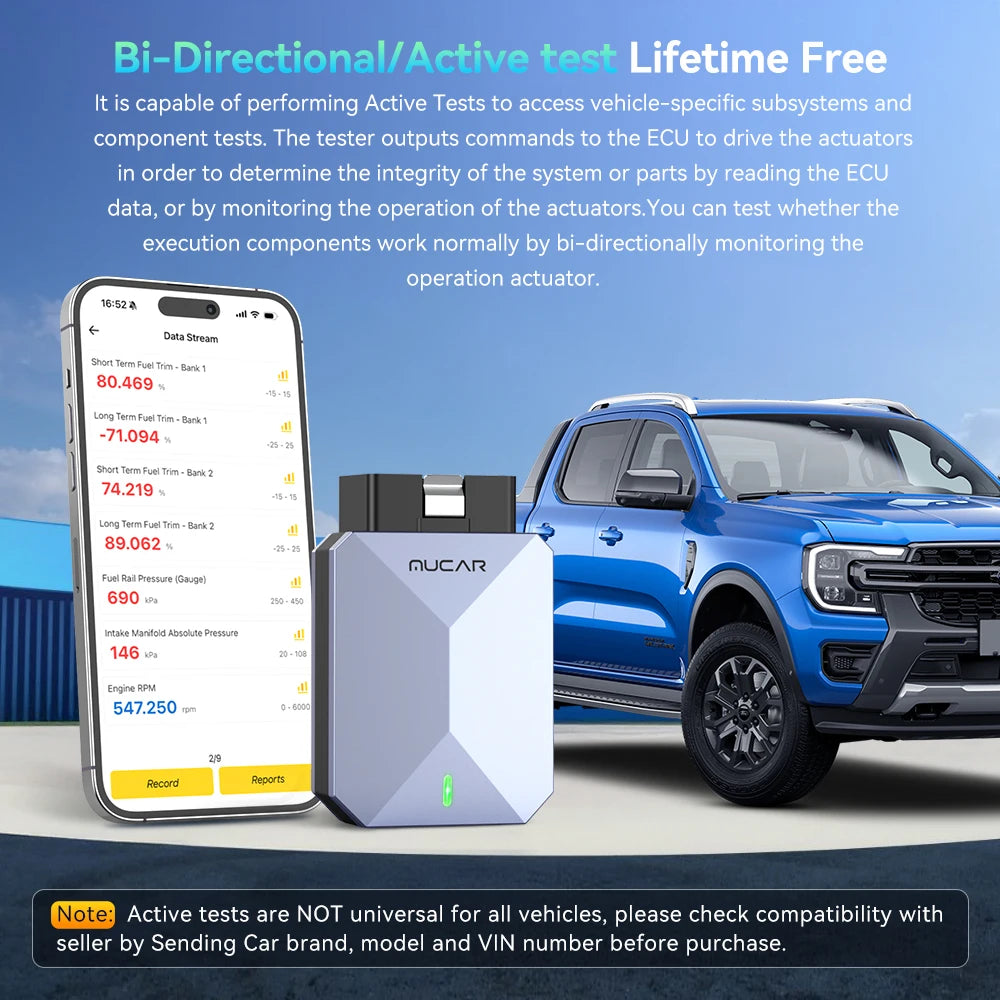 MUCAR BT200 MAX AI Automotive Tools OBD2 Bluetooth Scanner Bi-directional CANFD 15 Reset Full System For All Cars Lifetime Free