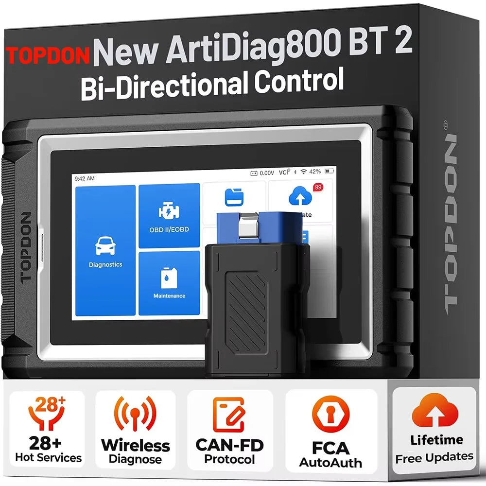 TOPDON Artidiag800 BT 2 Automotive Car Diagnostic Tool Full System OBD2 Scanner Lifetime Free Update Scan Tool VCI Repair Tool