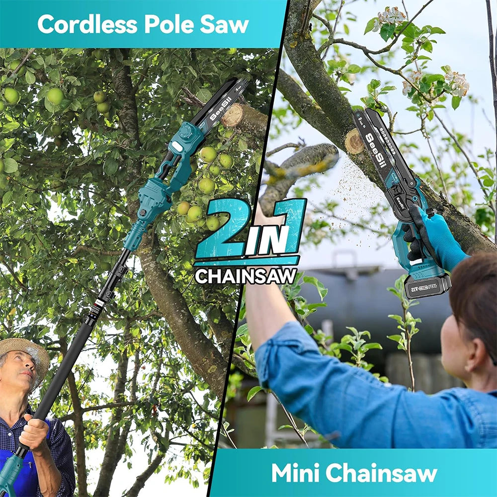 Seesii Cordless Pole Saw Electric Tree Trimmer Limb Cutter