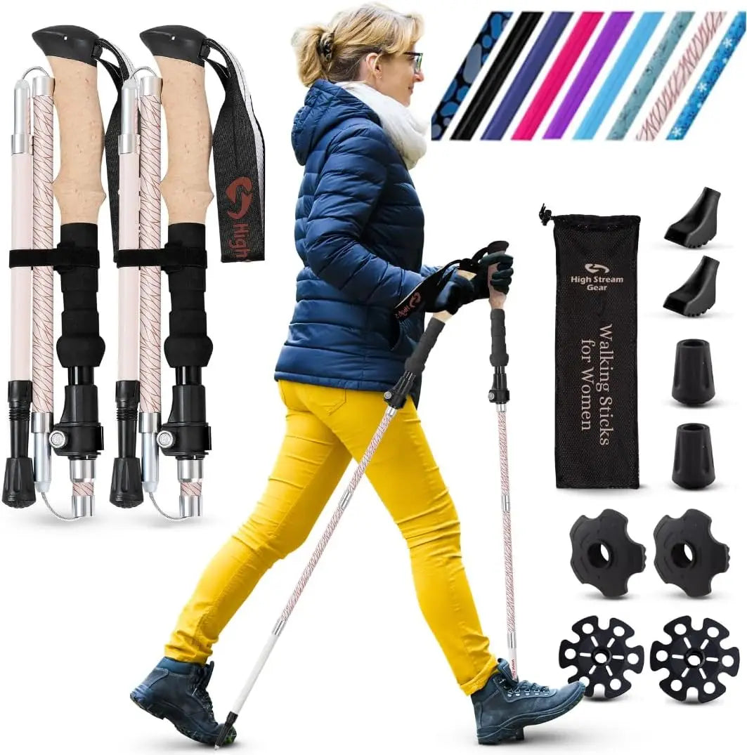 Foldable Hiking Poles for Backpacking and Travel, Set of 2