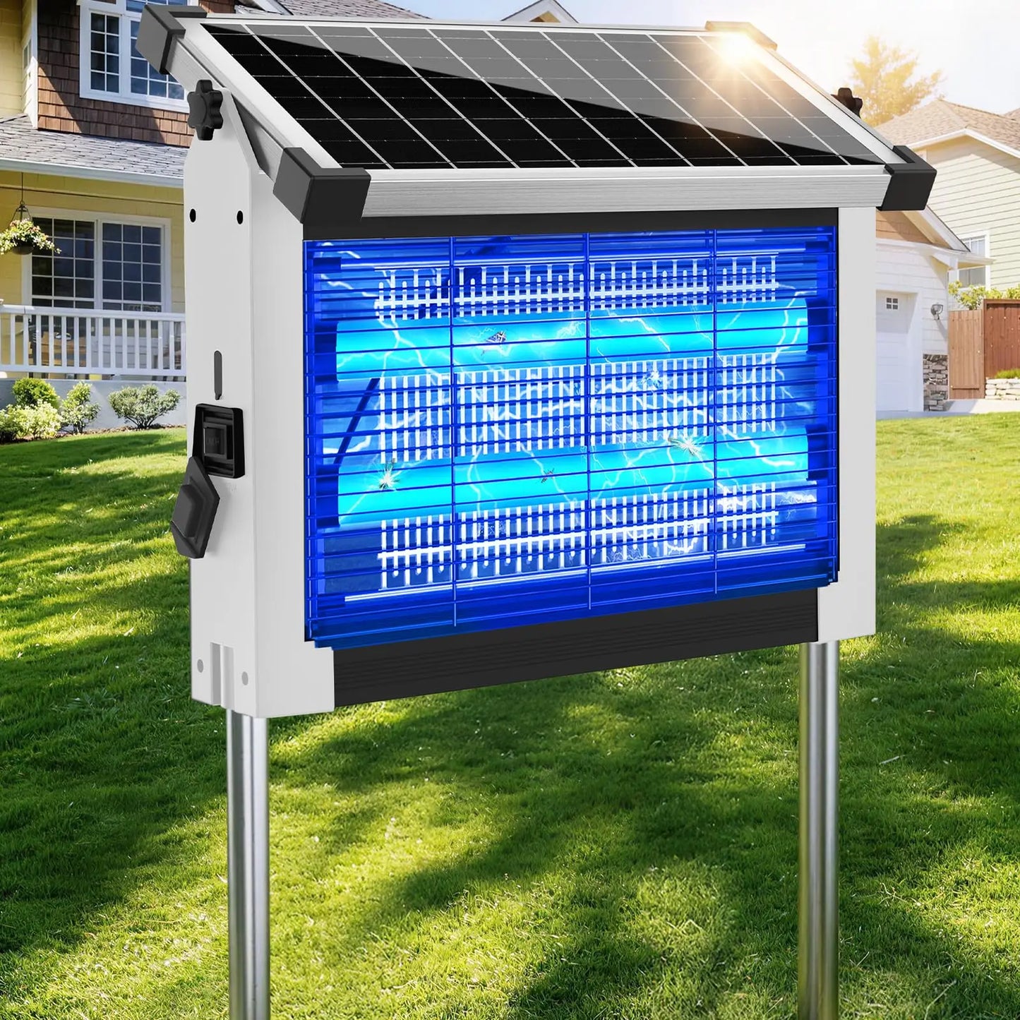 Solar Bug Zapper Outdoor 4500V Mosquito Killer For Garden Patio