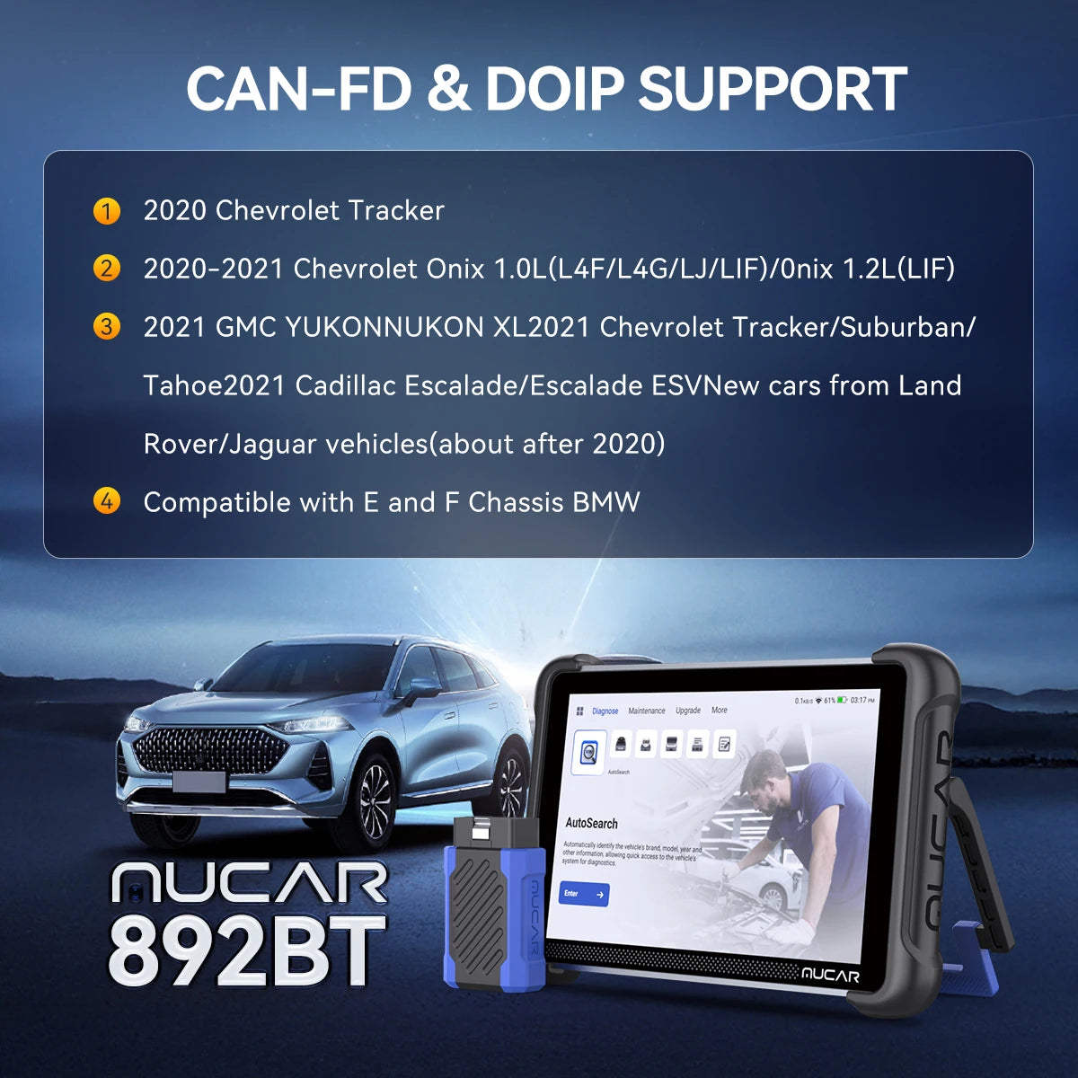 MUCAR 892BT Professional Diagnostic Tools CANFD DOIP ECU Coding 35 Resets Lifetime Free Update Full System OBD2 Scanner VS 689BT