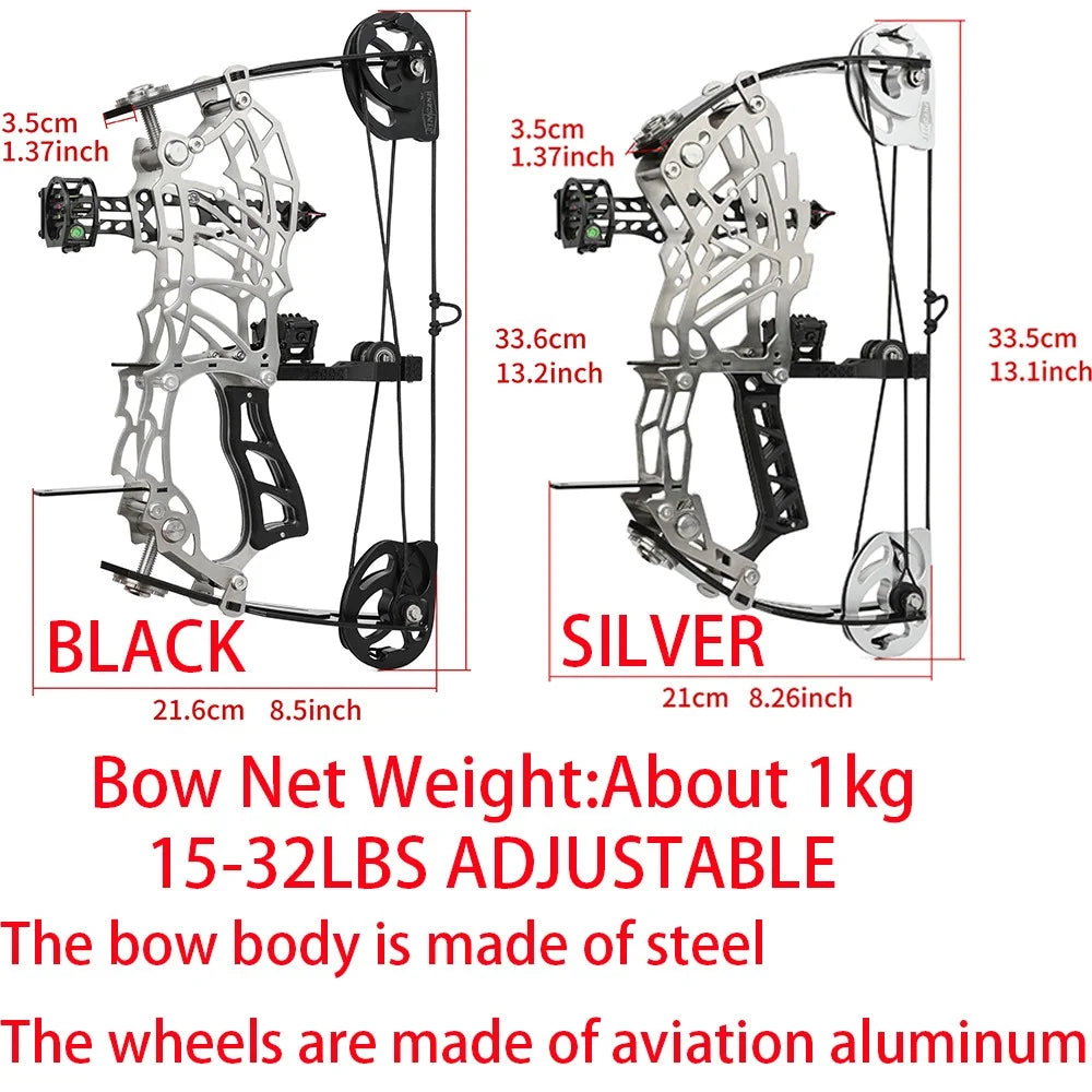 Adjustable Compound Archery Bow Featuring Carbon Grip And Steel Build